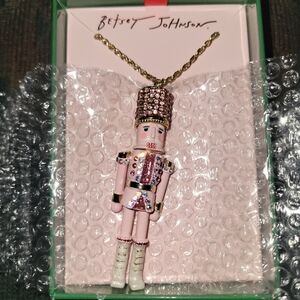 Betsey Johnson Pink and White Nutcracker Necklace
